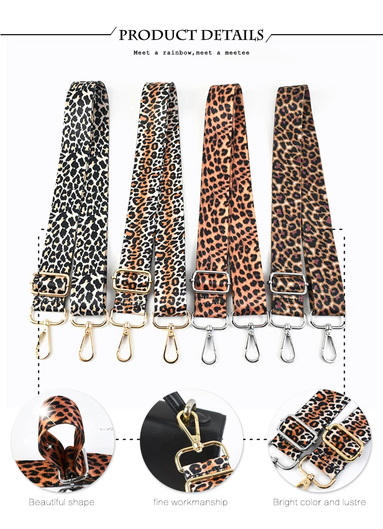 Deepeel 3.8cm Leopard Print Wide Shoulder Straps Wallet Tapes 80-140cm Adjustable Crossbody Women's Long Bags Strap Accessories