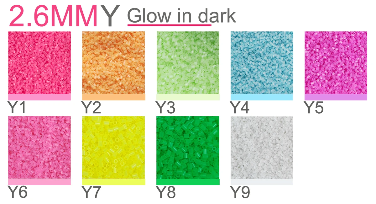 Yantjouet 2.6mm Mini Beads 1000pcs Glow in Dark Pixel Art Hama Beads Iron Beads High Quality Puzzle Toys