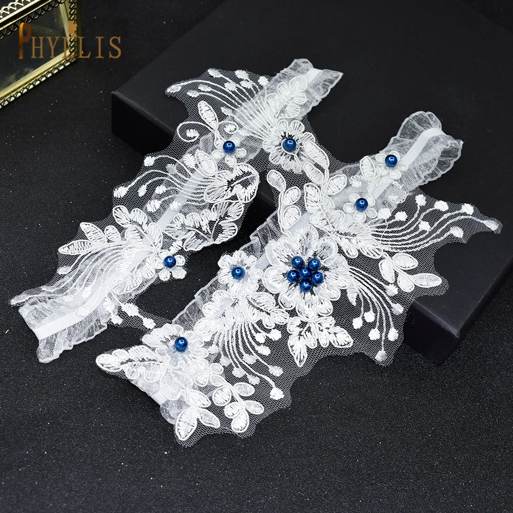 K03 2 PCS Sexy Lace Flower Crystal Pearls Wedding Garter Belt Thigh Ring Bridal Leg Garter Stocking Garter Belt Girl Women