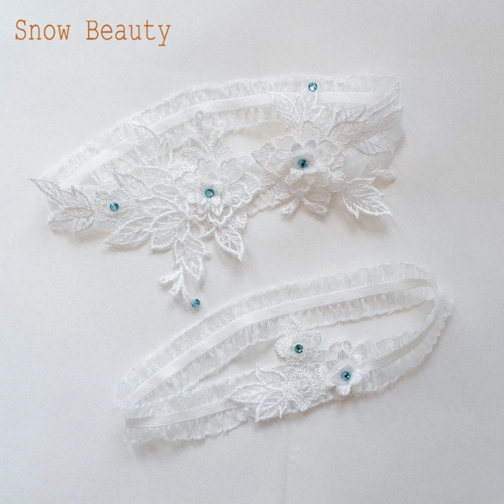 K03 2 PCS Sexy Lace Flower Crystal Pearls Wedding Garter Belt Thigh Ring Bridal Leg Garter Stocking Garter Belt Girl Women