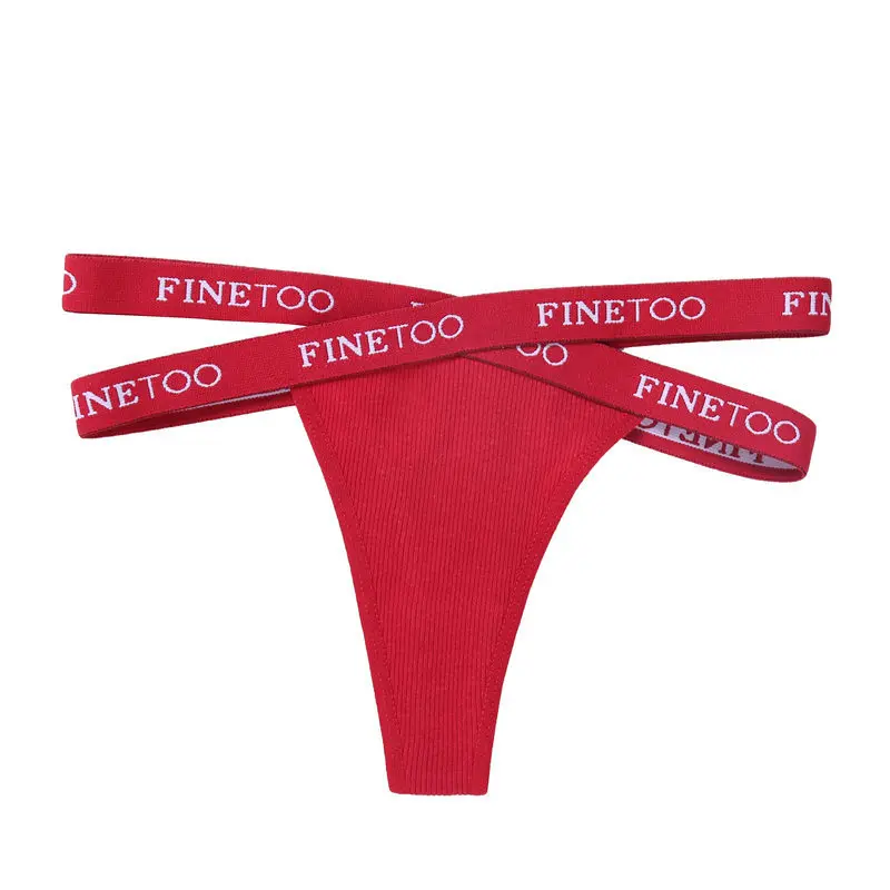3PCS/Set Cross Strap G-String Cotton Panties Women Sexy High Waist Women's Panties FINETOO Letter Waisted Panty Lingerie M-XL