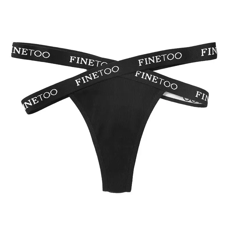3PCS/Set Cross Strap G-String Cotton Panties Women Sexy High Waist Women's Panties FINETOO Letter Waisted Panty Lingerie M-XL