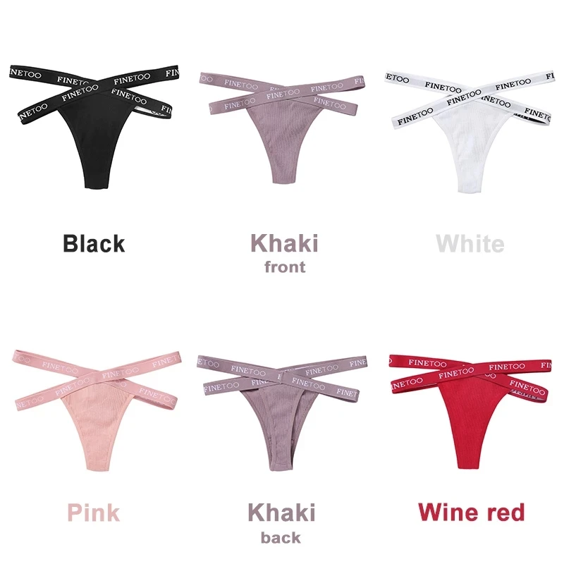 3PCS/Set Cross Strap G-String Cotton Panties Women Sexy High Waist Women's Panties FINETOO Letter Waisted Panty Lingerie M-XL