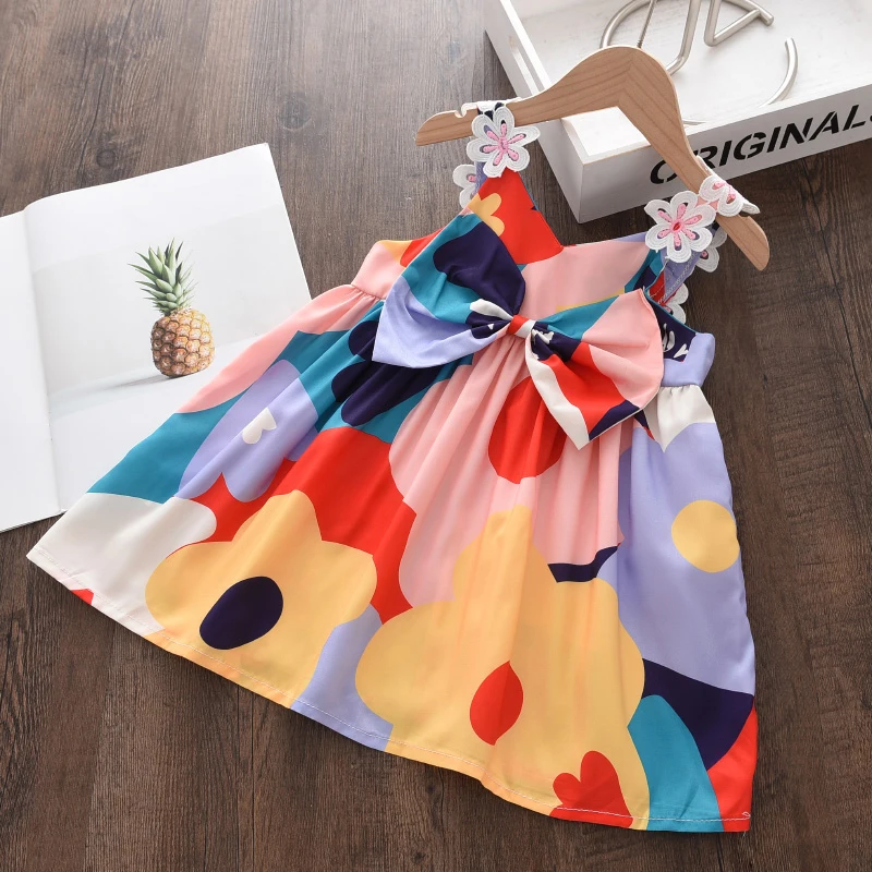 Bear Leader Kids Girls Dresses 2026 New Summer Lace Princess Dresses Children Solid color Clothing Baby Wedding Party Vestidos