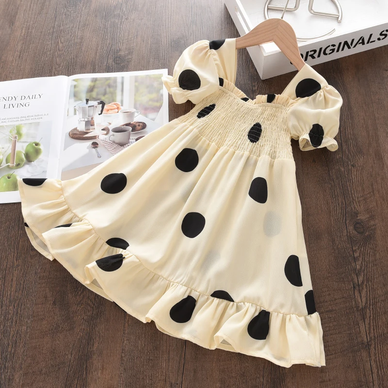 Bear Leader Kids Girls Dresses 2026 New Summer Lace Princess Dresses Children Solid color Clothing Baby Wedding Party Vestidos