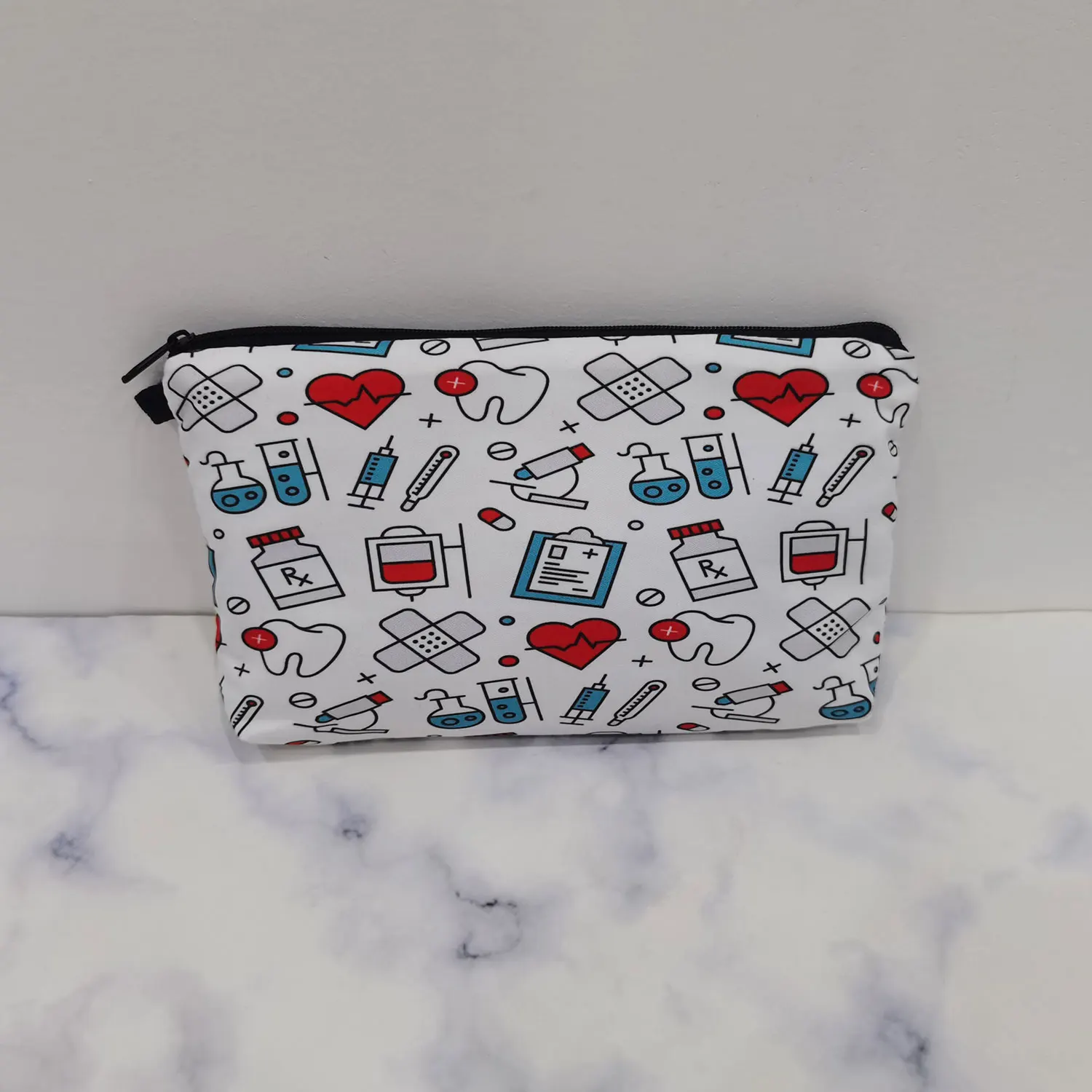 Hot Sale Nurse ECG Printing Women Cosmetic Bags Lovely Casual Travel Portable Storage Handbags Makeup Bag Toiletry Bags Female