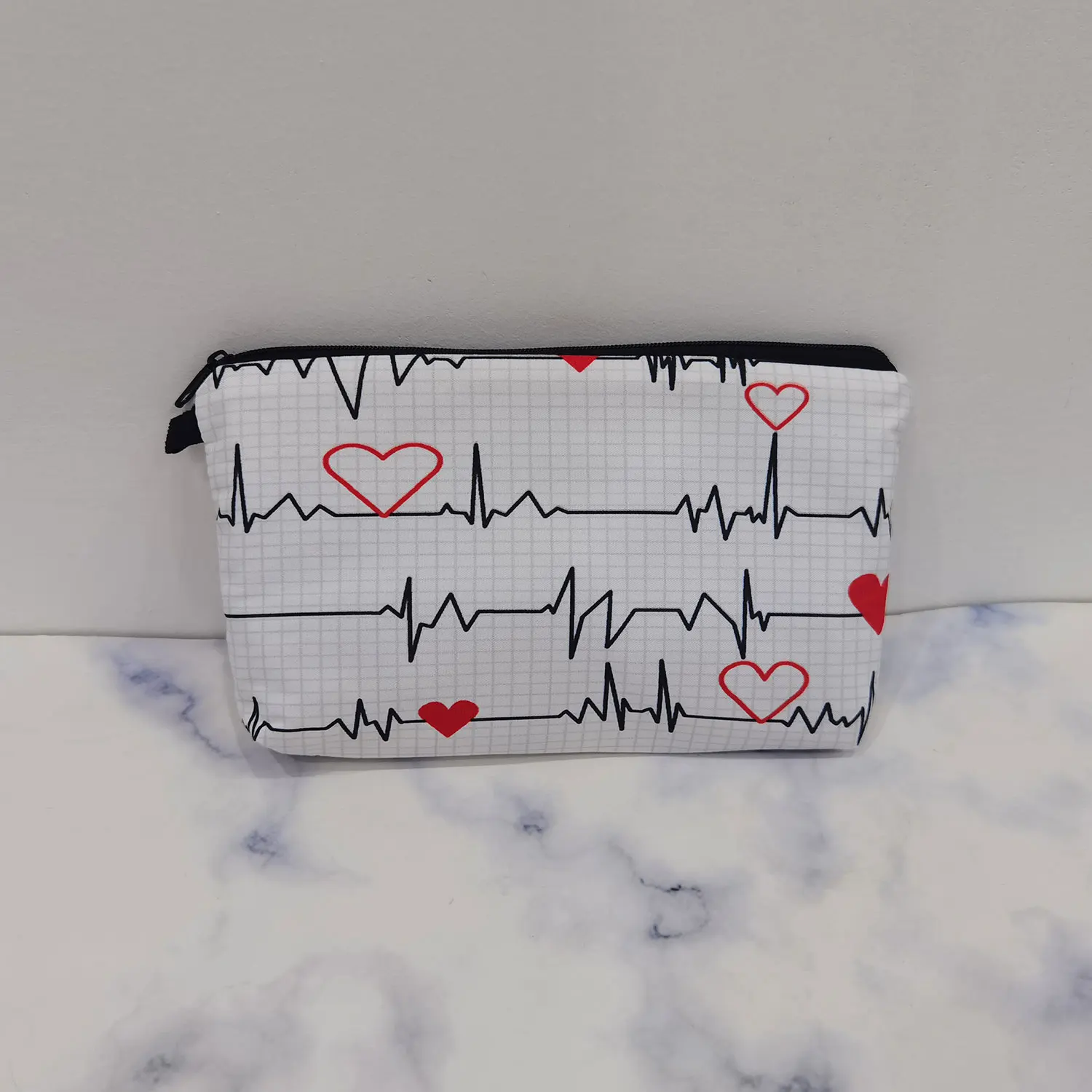 Hot Sale Nurse ECG Printing Women Cosmetic Bags Lovely Casual Travel Portable Storage Handbags Makeup Bag Toiletry Bags Female