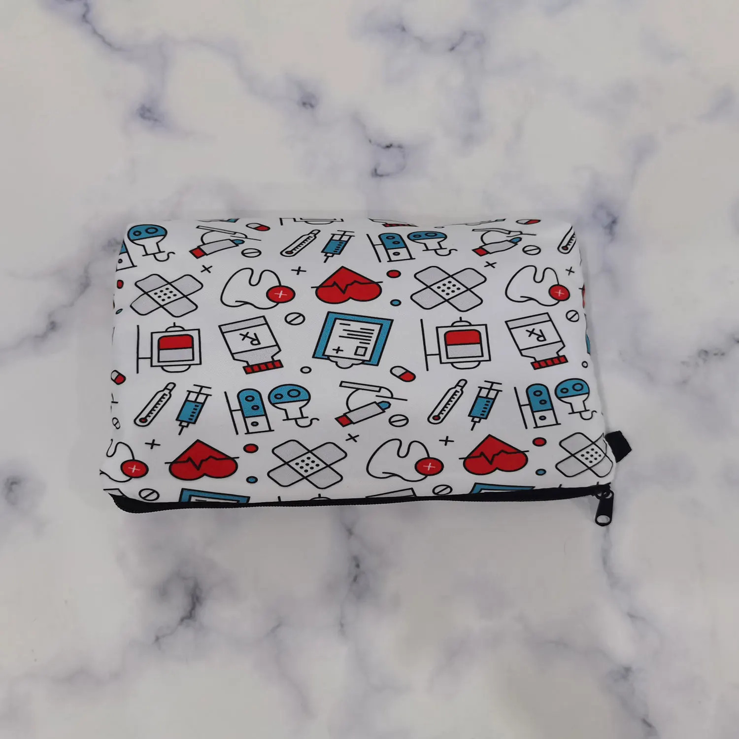 Hot Sale Nurse ECG Printing Women Cosmetic Bags Lovely Casual Travel Portable Storage Handbags Makeup Bag Toiletry Bags Female
