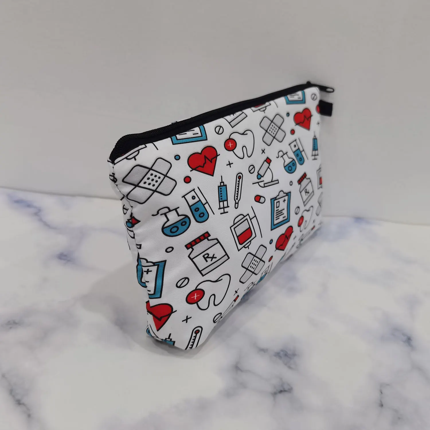 Hot Sale Nurse ECG Printing Women Cosmetic Bags Lovely Casual Travel Portable Storage Handbags Makeup Bag Toiletry Bags Female