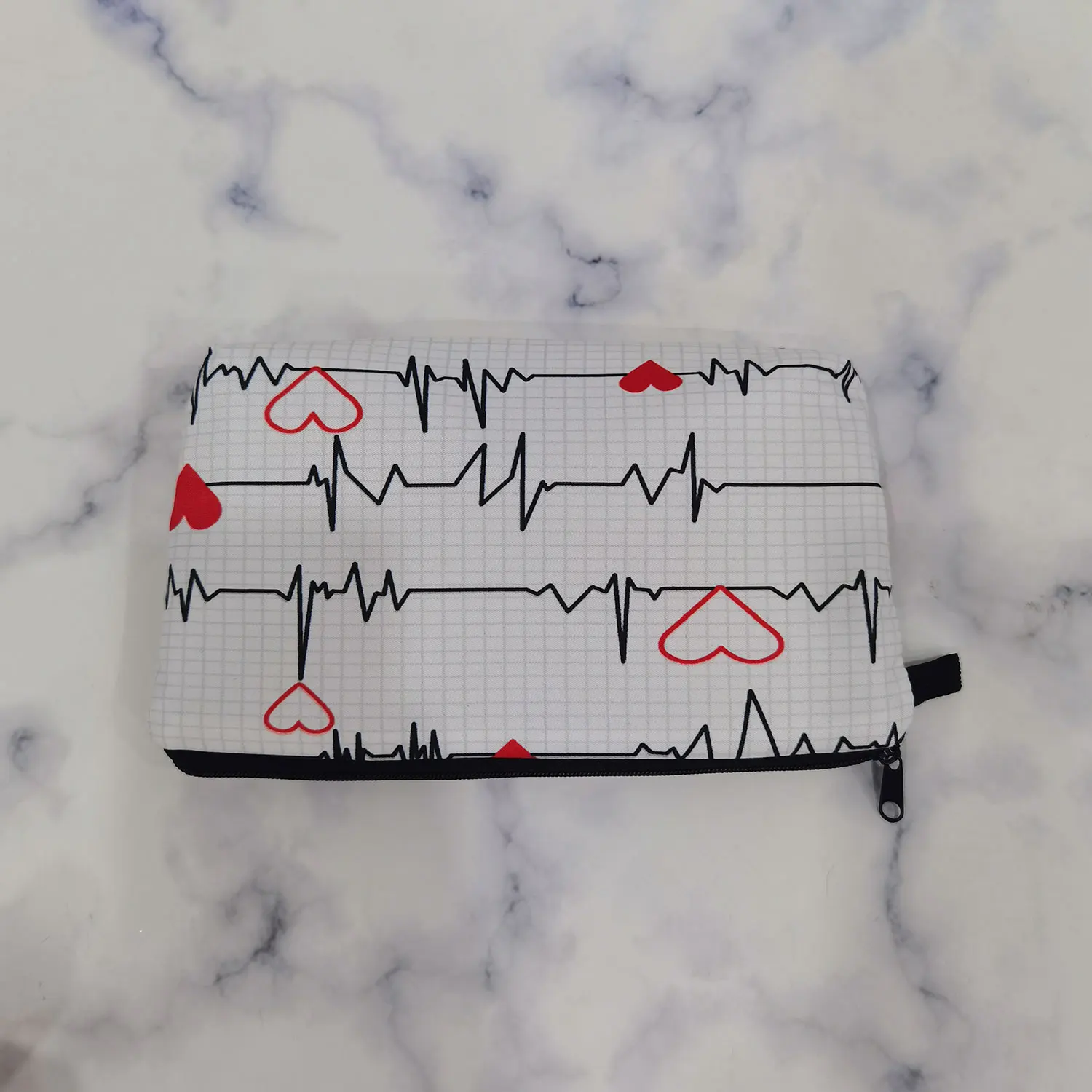 Hot Sale Nurse ECG Printing Women Cosmetic Bags Lovely Casual Travel Portable Storage Handbags Makeup Bag Toiletry Bags Female