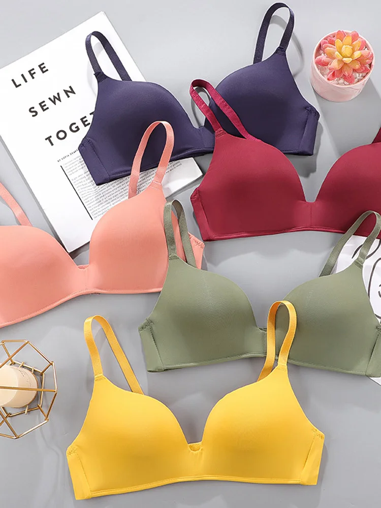 Women Seamless Bra Sexy No Wire Push Up Underwear Girls Students Breathable Thin 12 Colors Bras
