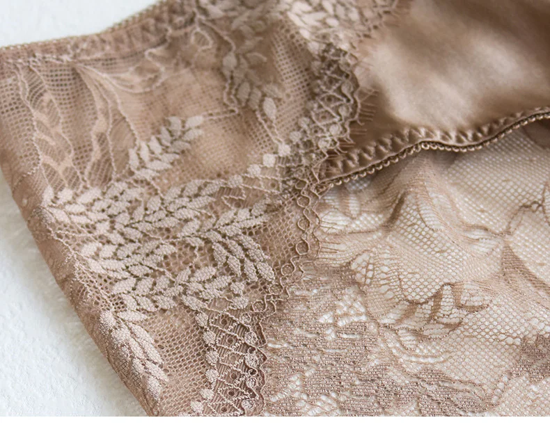 SuyaDream Women's Panties 2pcs/Lot 100% Natural Silk Lined Sexy Lace Briefs Daily Wear Comfortable Intimate Underwear Pink White
