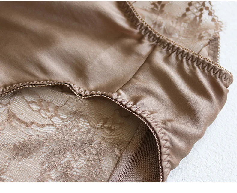 SuyaDream Women's Panties 2pcs/Lot 100% Natural Silk Lined Sexy Lace Briefs Daily Wear Comfortable Intimate Underwear Pink White