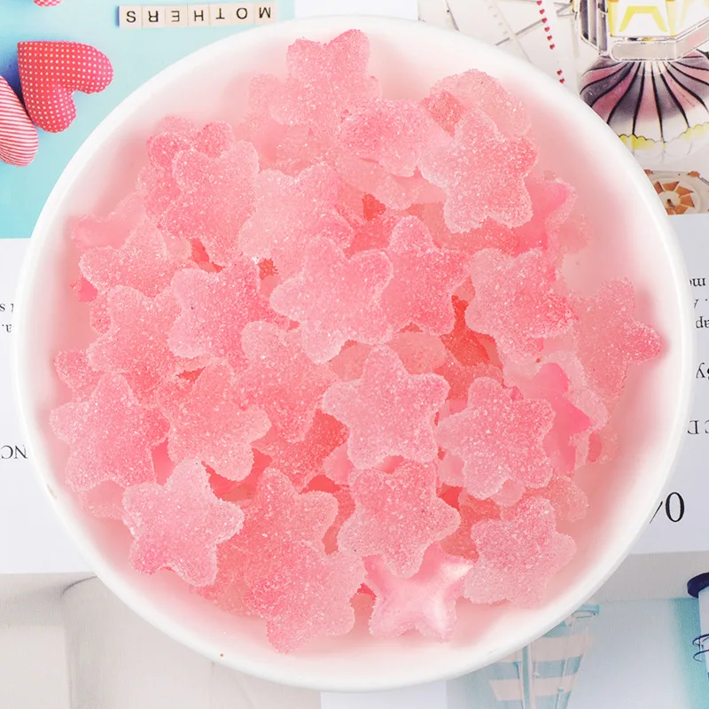 10pcs Slime Charms Soft Candy Resin Star Additives Supplies DIY Kit Filler Decor For Fluffy Clear Cloud Slime Clay 18mm