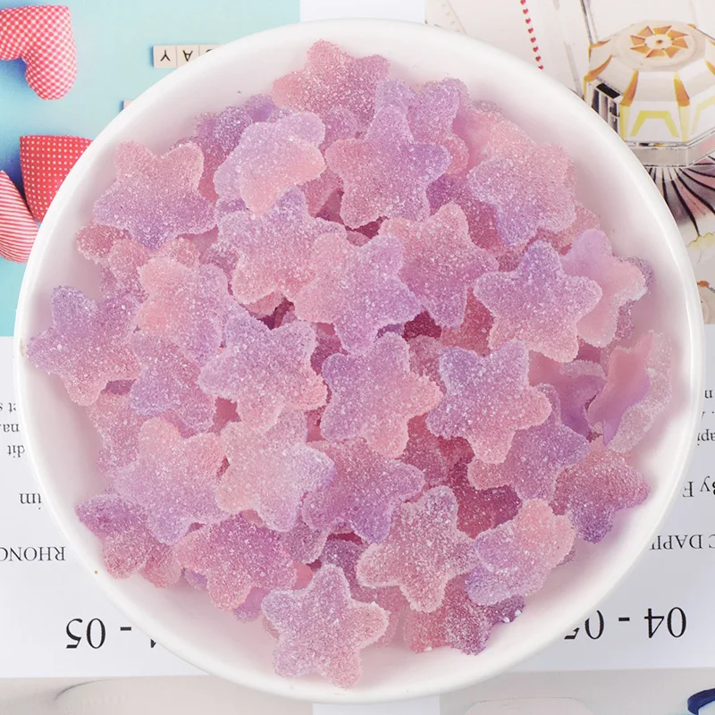 10pcs Slime Charms Soft Candy Resin Star Additives Supplies DIY Kit Filler Decor For Fluffy Clear Cloud Slime Clay 18mm
