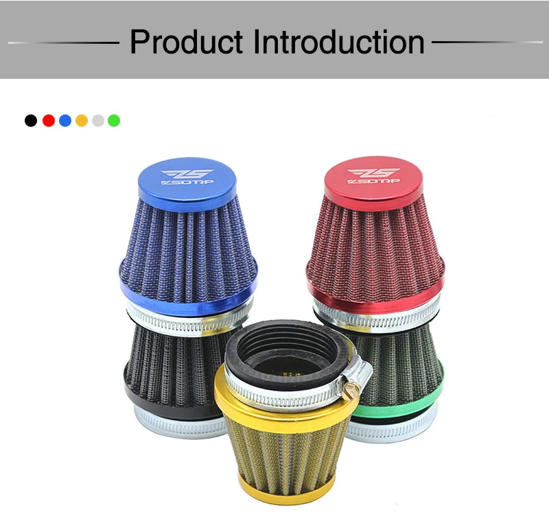 ZSDTRP Universal Motorcycle Carburetor Clamp-On Air Filter 35mm 38mm 42mm 45mm 50mm 55mm 58mm Inlet Tapered Cleaner