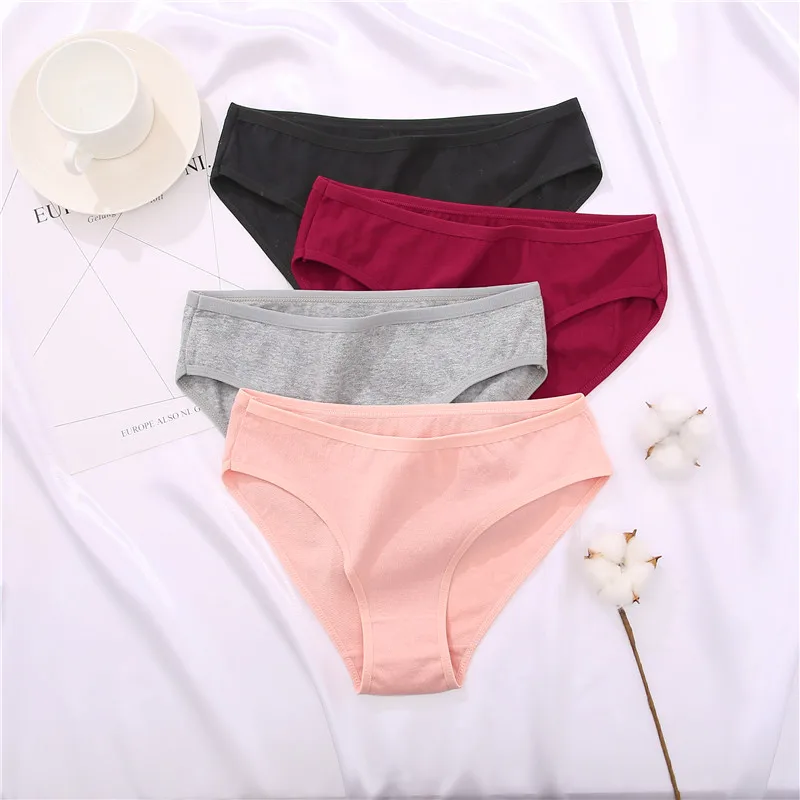 S-XL Jacquard Cotton Panties Women Panties Sexy Female Underpants Briefs Solid Color Intimate Pantys For Woman