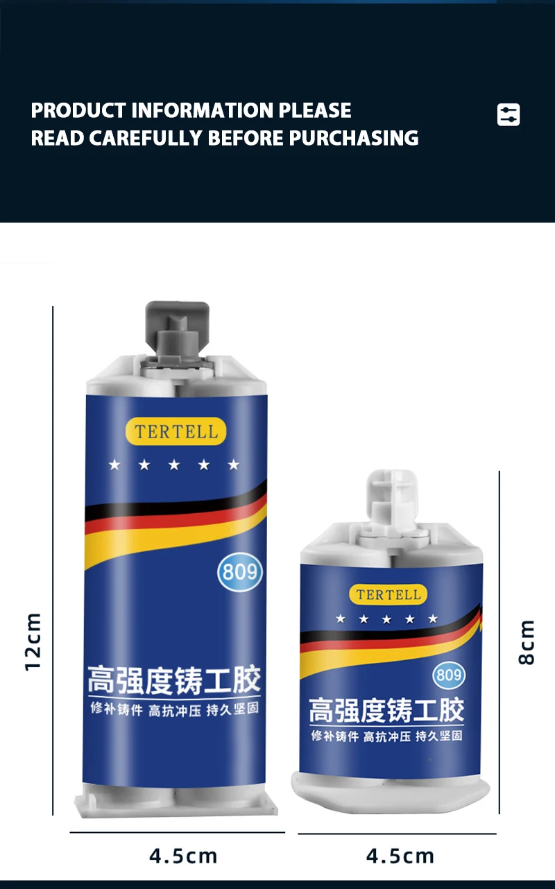 Metal Repair Paste 2 In1 Industrial AB Caster Glue Heat Resistant Sealant Cold Weld Strong Defect Repair Agent Glue