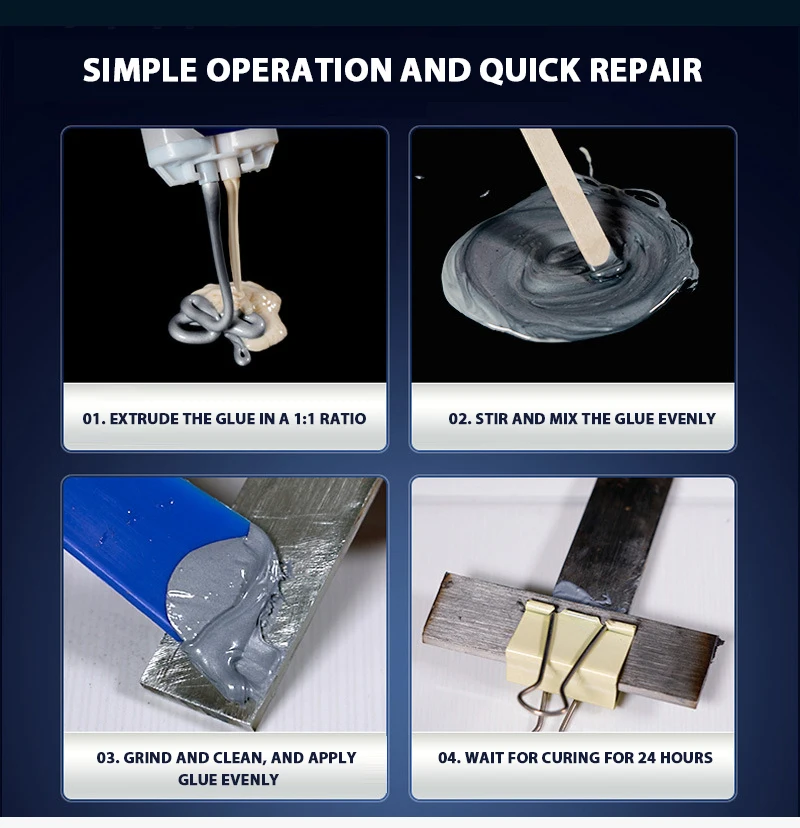 Metal Repair Paste 2 In1 Industrial AB Caster Glue Heat Resistant Sealant Cold Weld Strong Defect Repair Agent Glue