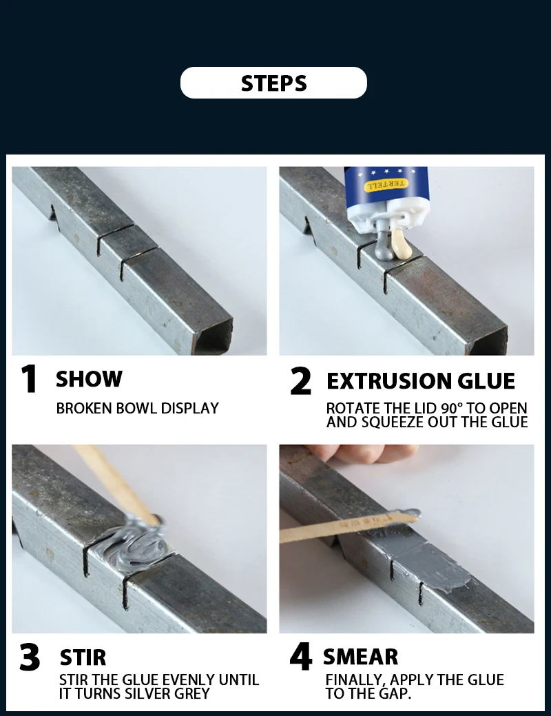 Metal Repair Paste 2 In1 Industrial AB Caster Glue Heat Resistant Sealant Cold Weld Strong Defect Repair Agent Glue