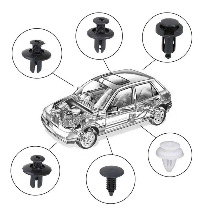 100/50 Box/Bag Car Fastener Clip Mixed Car Body Push Retainer Pin Rivet Bumper Door Trim Panel Fastener Kit Car Clip Acesssories