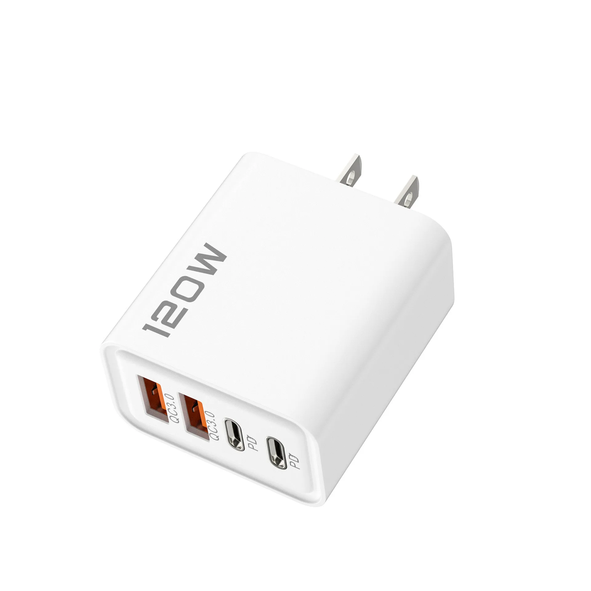 120W 4 Ports USB C Fast Charger PD Quick Charge 3.0 Wall Phone Adapter Universal Travel Charging Plug for iPhone Samsung Xiaomi