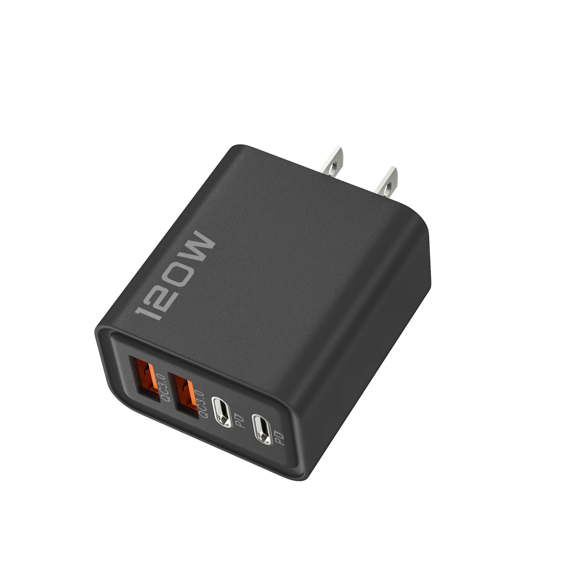 120W 4 Ports USB C Fast Charger PD Quick Charge 3.0 Wall Phone Adapter Universal Travel Charging Plug for iPhone Samsung Xiaomi