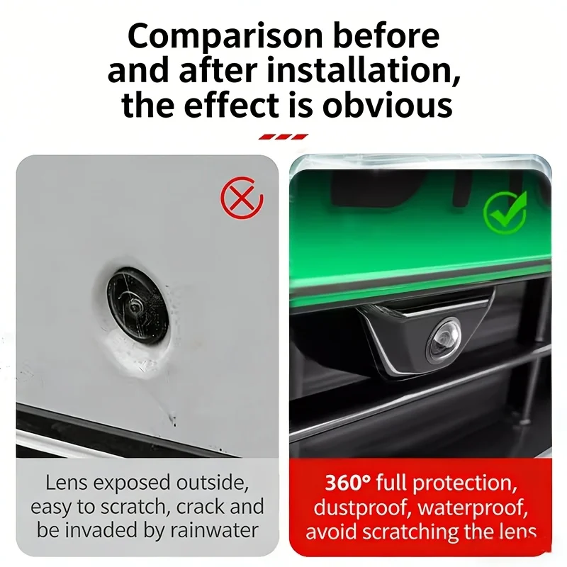 New Car 360° Panoramic Camera Lens Protective Cover Anti-Scratch Dustproof Waterproof Parking Lens Protector for Most SUV Sedan