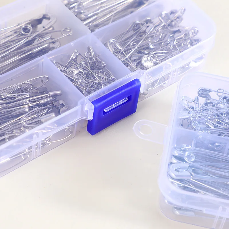 Silver Safety Pins Kit With Storage Box for Clothes Sewing And Jewelry Making DIY Handmade Craft Accessories Tools Set