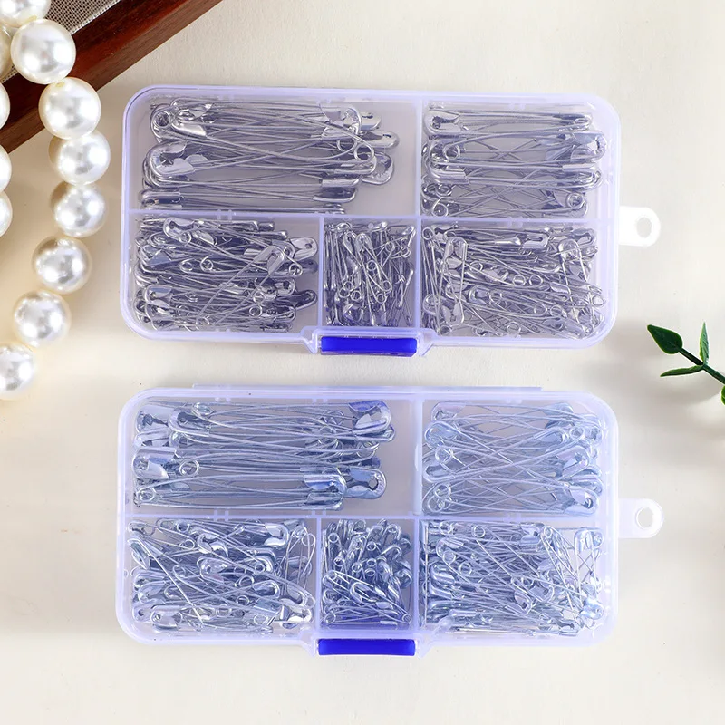 Silver Safety Pins Kit With Storage Box for Clothes Sewing And Jewelry Making DIY Handmade Craft Accessories Tools Set
