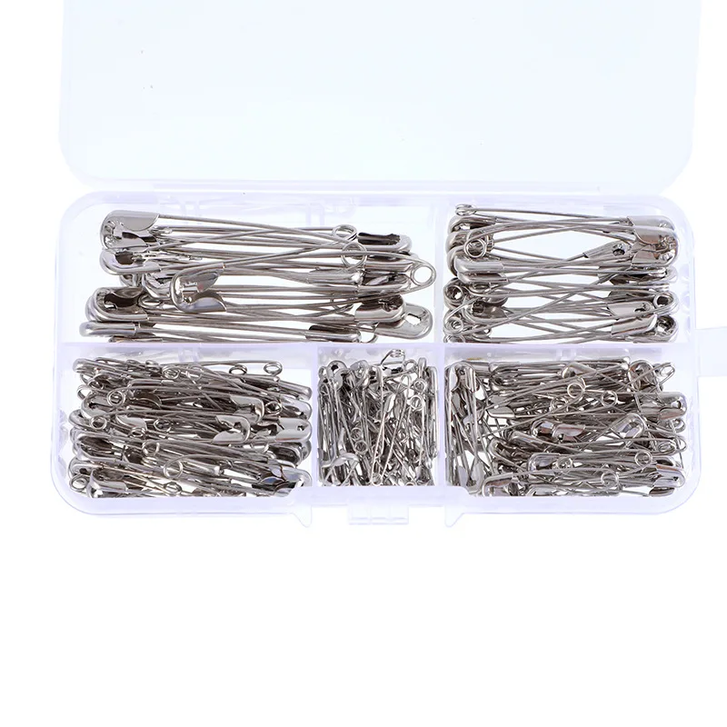 Silver Safety Pins Kit With Storage Box for Clothes Sewing And Jewelry Making DIY Handmade Craft Accessories Tools Set