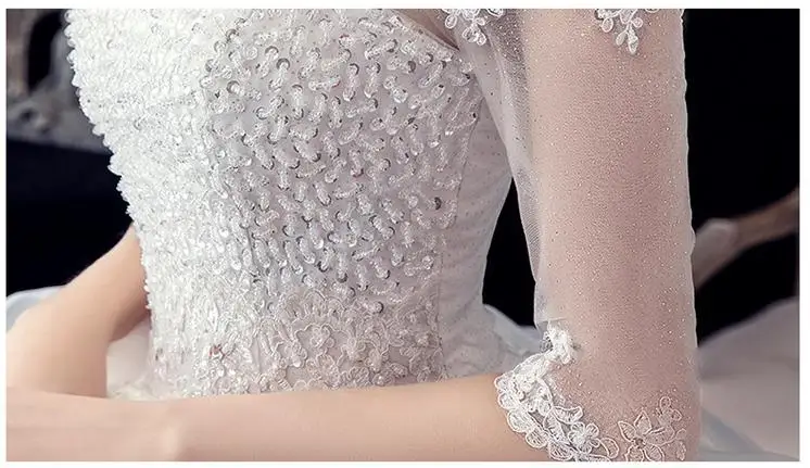 Vestido De Noiva 2021 New Gryffon Half Sleeve Boat Neck Wedding Ball Gown Luxury Lace Sequins Wedding Dresse Robe De Mariee