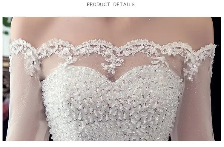 Vestido De Noiva 2021 New Gryffon Half Sleeve Boat Neck Wedding Ball Gown Luxury Lace Sequins Wedding Dresse Robe De Mariee