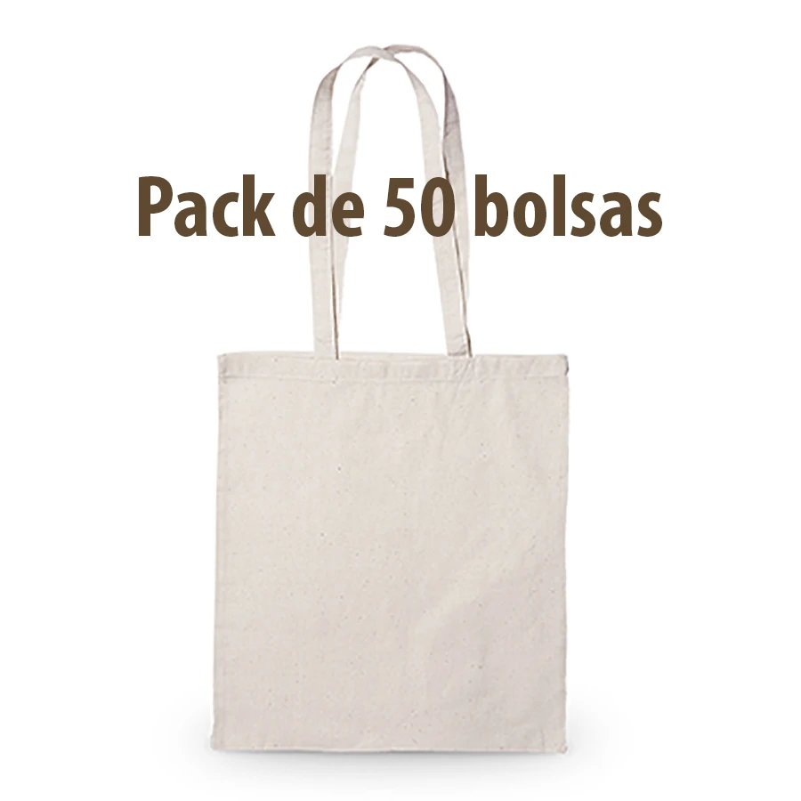 Bag fabric cotton Pack 50 units Biodegradable reusable long handles durable Shopping Crafts