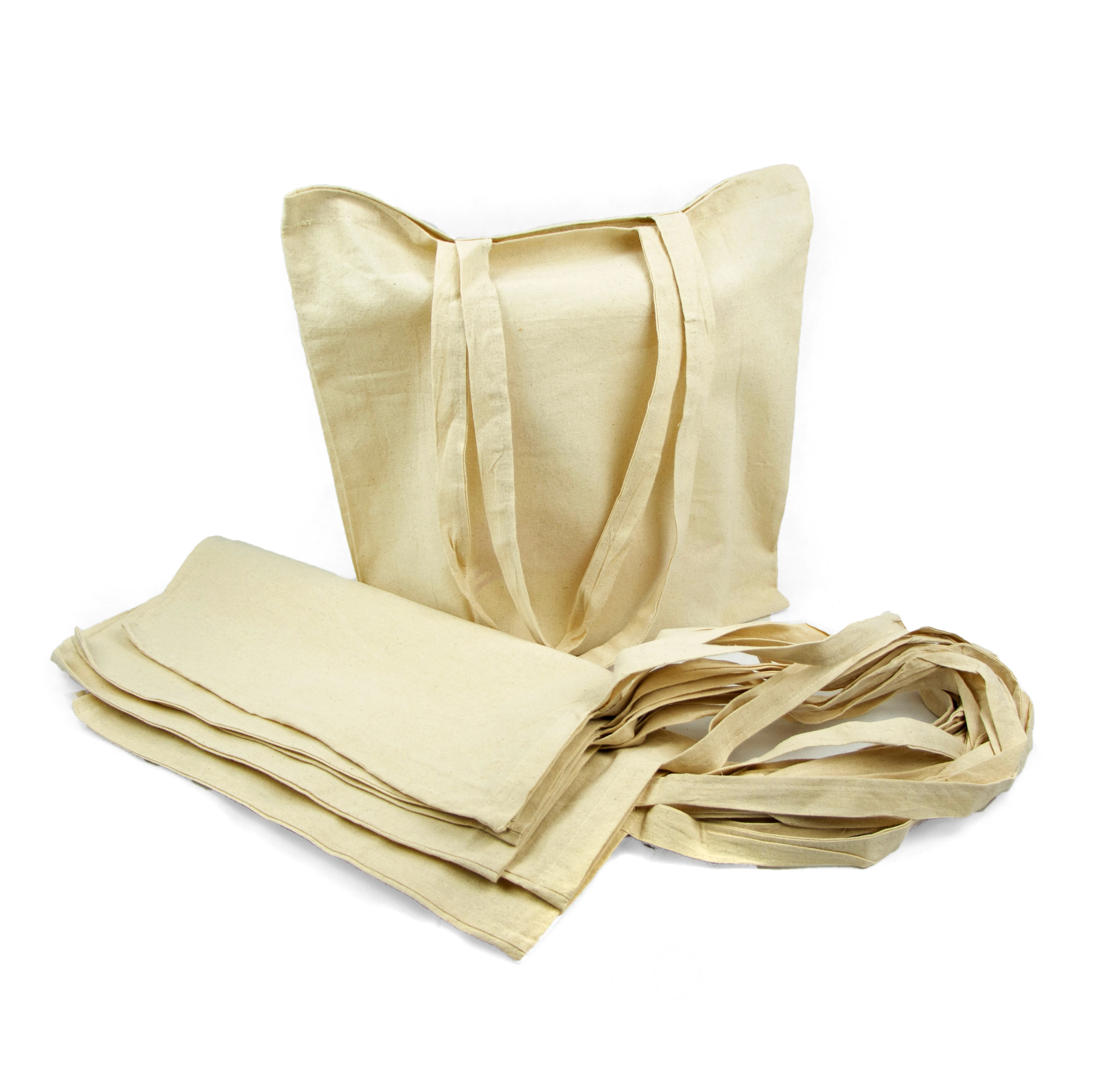 Bag fabric cotton Pack 50 units Biodegradable reusable long handles durable Shopping Crafts