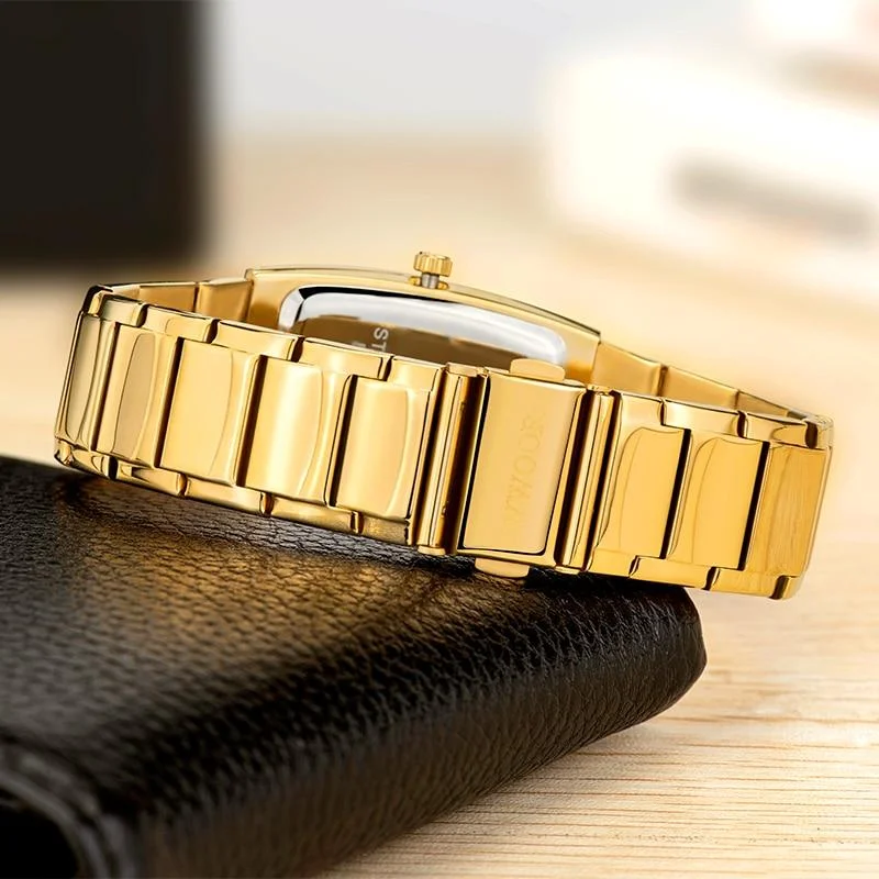 WWOOR 2026 New Square Watch Men with Automatic Week Date Luxury Stainless Steel Gold Mens Quartz Wrist Watches Relogio Masculino