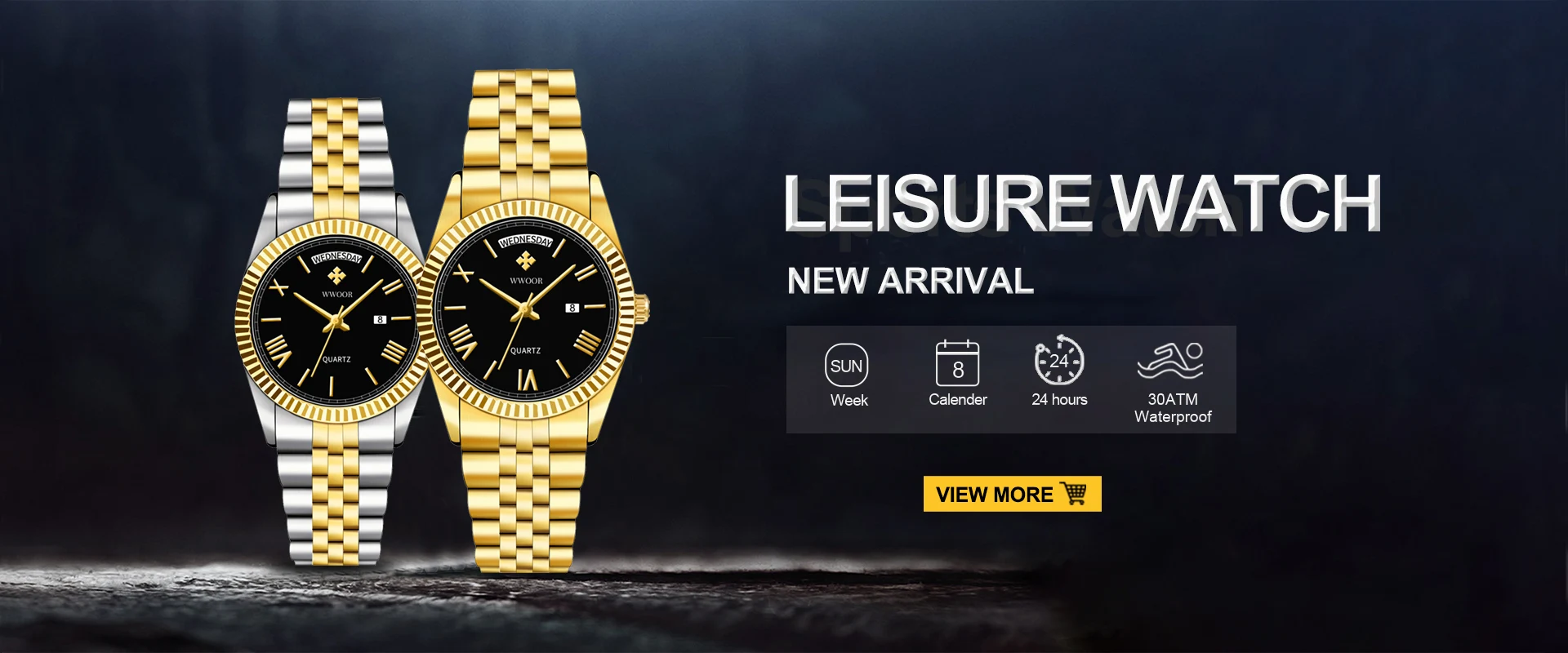 WWOOR 2026 New Square Watch Men with Automatic Week Date Luxury Stainless Steel Gold Mens Quartz Wrist Watches Relogio Masculino