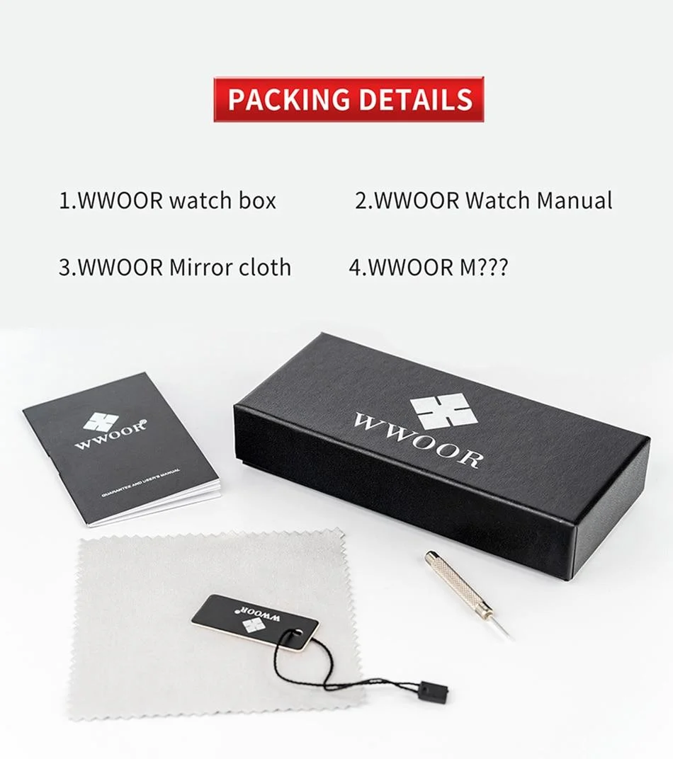 WWOOR 2026 New Square Watch Men with Automatic Week Date Luxury Stainless Steel Gold Mens Quartz Wrist Watches Relogio Masculino