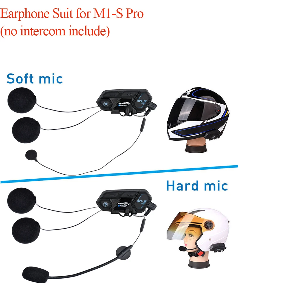 Fodsports M1-S Pro Motorcycle Earphone Helmet Bluetooth 5.0 Intercom Headset with Clip Microphone for Accessories Earpiece