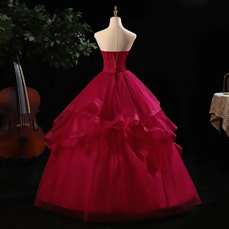 Strapless Vestidos Quinceanera Dress 2021 New Real Photo Party Dress Formal Prom Ball Gown Vintage Lace Quinceanera Dresses