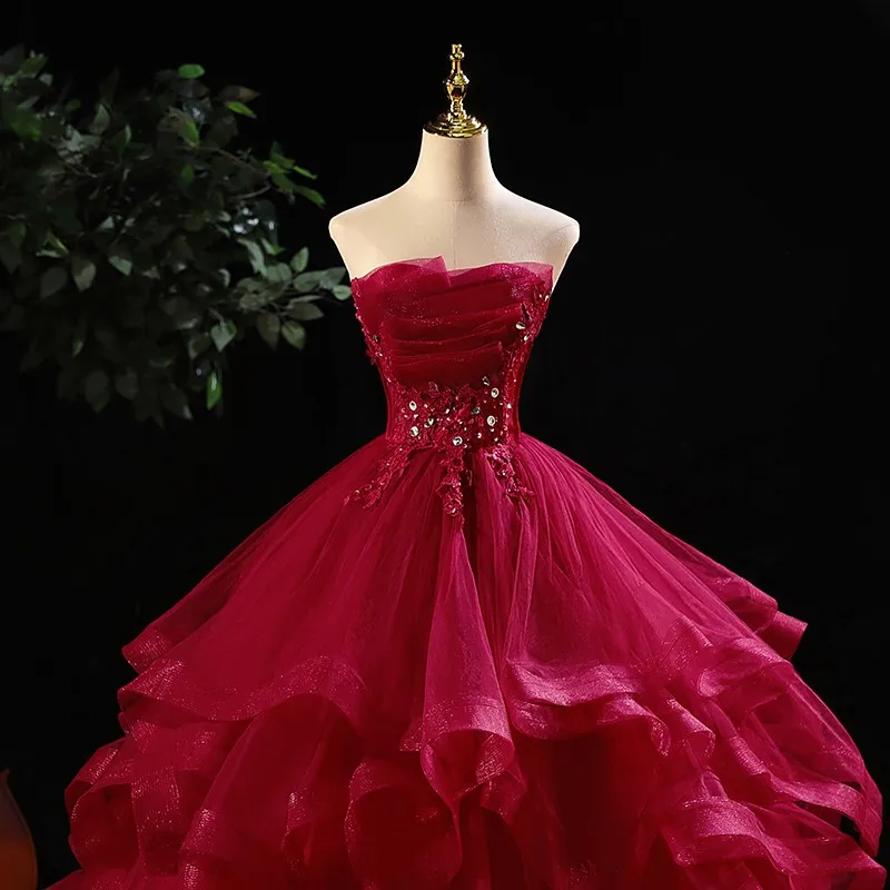Strapless Vestidos Quinceanera Dress 2021 New Real Photo Party Dress Formal Prom Ball Gown Vintage Lace Quinceanera Dresses