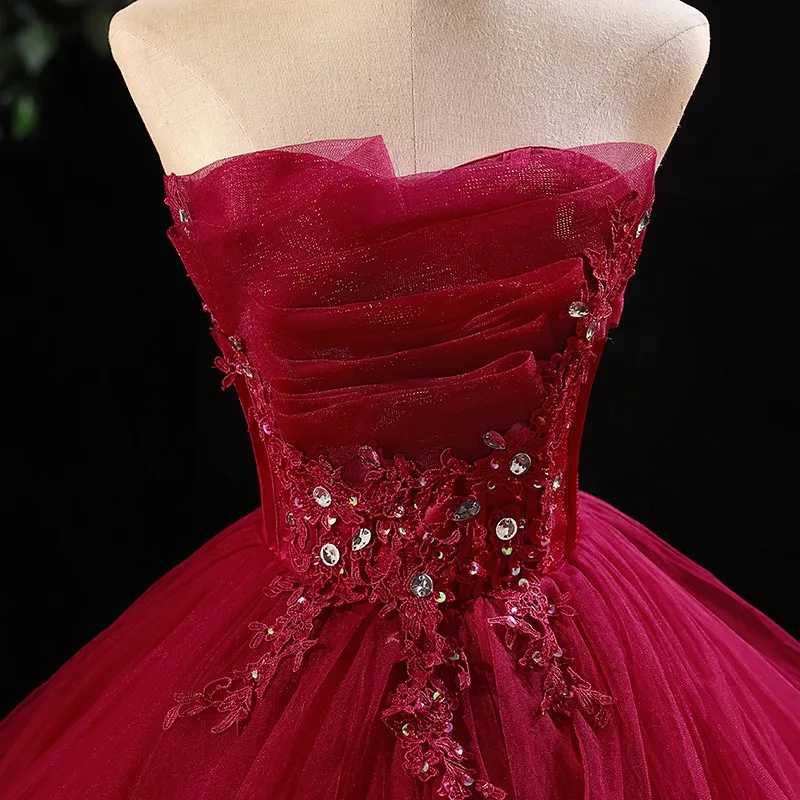 Strapless Vestidos Quinceanera Dress 2021 New Real Photo Party Dress Formal Prom Ball Gown Vintage Lace Quinceanera Dresses