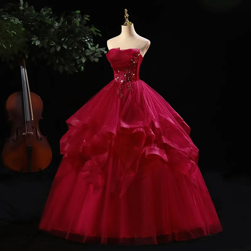 Strapless Vestidos Quinceanera Dress 2021 New Real Photo Party Dress Formal Prom Ball Gown Vintage Lace Quinceanera Dresses