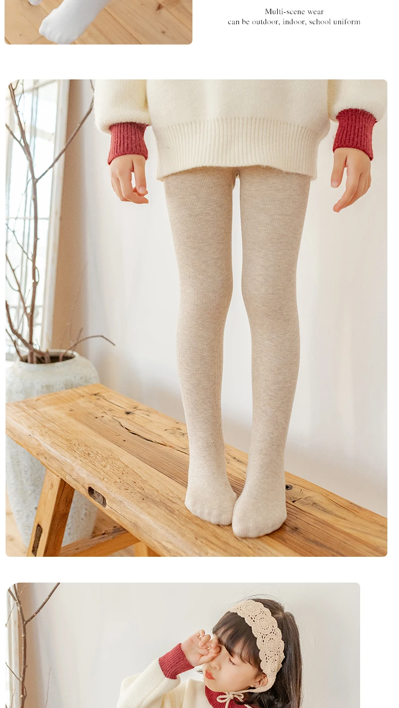 Kids Girls Polar Fleece Lining Stripes Pantyhose Plus Velvet Thick Warmth Cotton Winter Leggings Baby Child Keep Warm Stockings