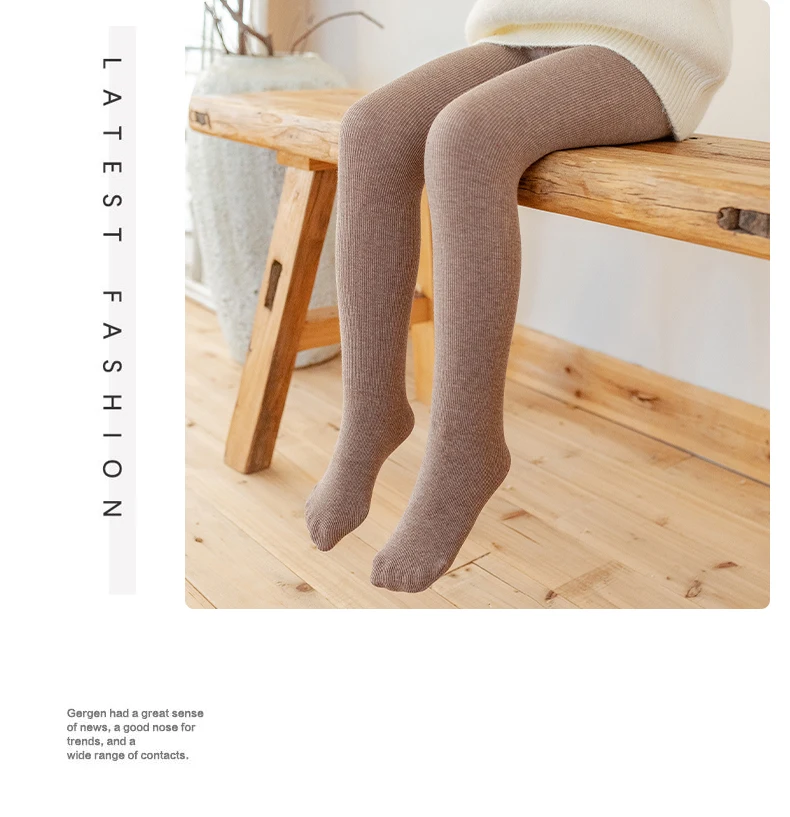Kids Girls Polar Fleece Lining Stripes Pantyhose Plus Velvet Thick Warmth Cotton Winter Leggings Baby Child Keep Warm Stockings