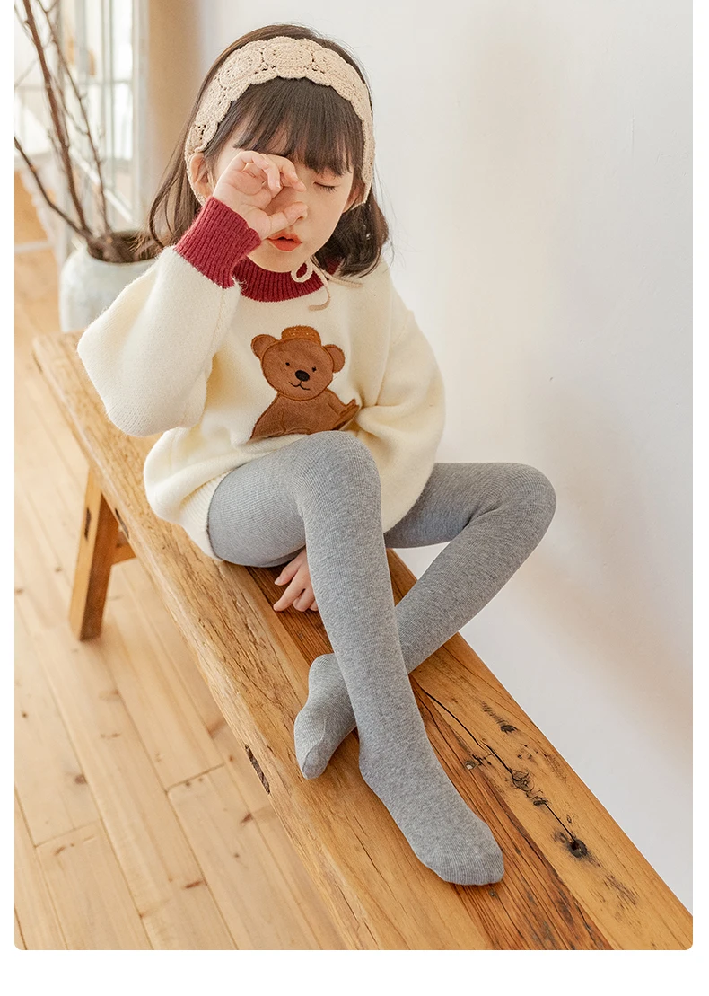 Kids Girls Polar Fleece Lining Stripes Pantyhose Plus Velvet Thick Warmth Cotton Winter Leggings Baby Child Keep Warm Stockings