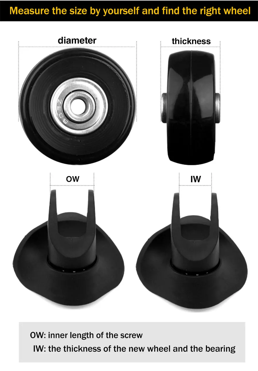 Luggage Wheels Replacement Trolley Case Pulley Wheel Mute Universal Accessories 20-28 Inch Suitcase Wheels Caster for Luggage