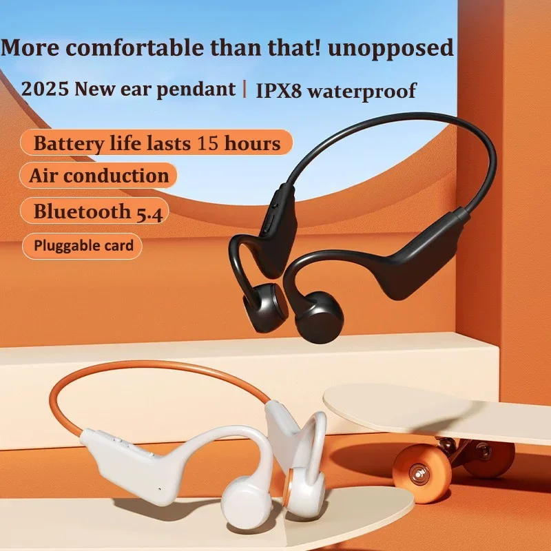 Lenovo NEW Bone Conduction Headset Bluetooth 5.4 Not In Ear Swimming Running IPX8 Waterproof Long Life Hang Ear Sports Headphone