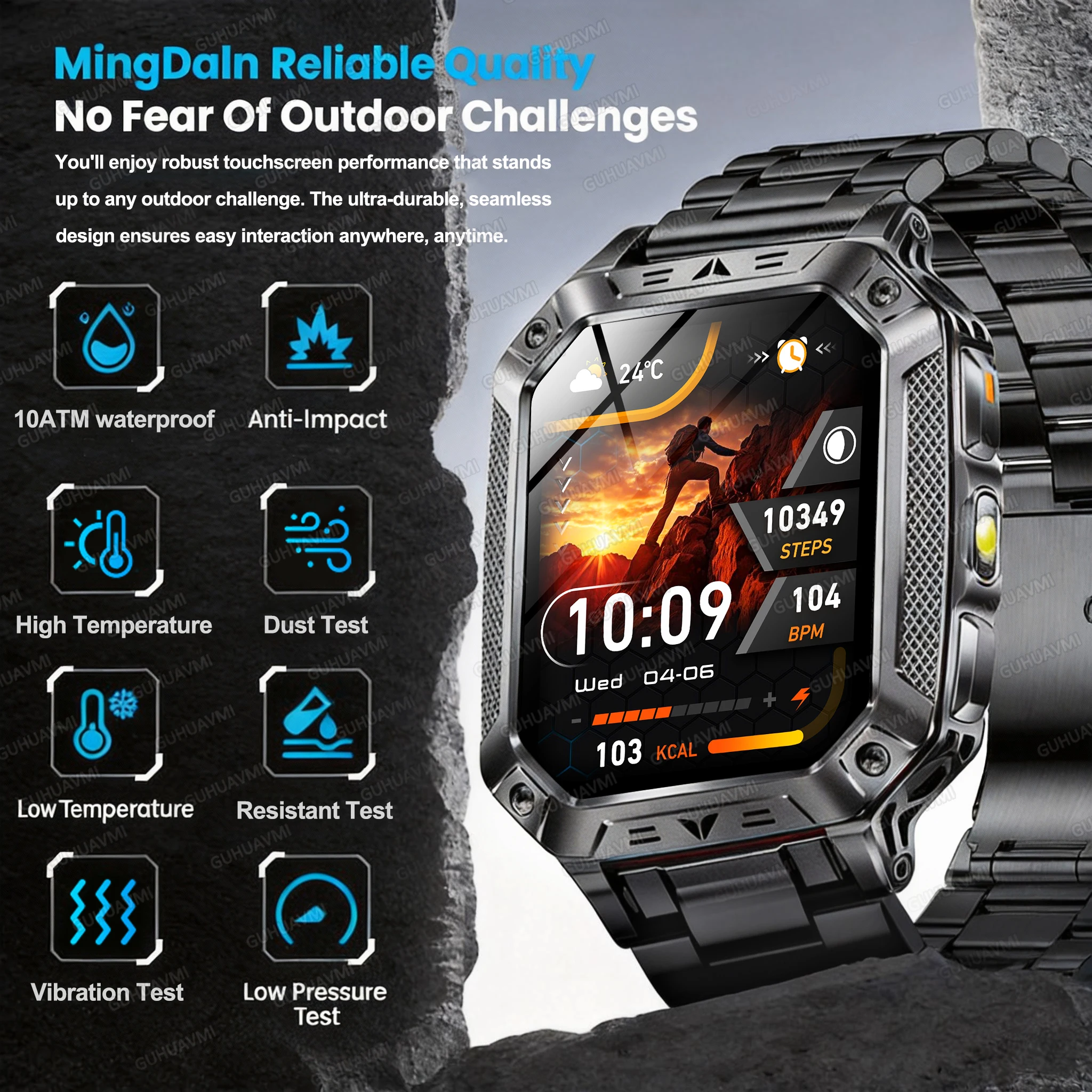 2026 New 1400mAh Battery Smart Watch GPS path Bluetooth Call 10ATM Waterproof Swim Sport Run Hiking Outdoors Military Smartwatch