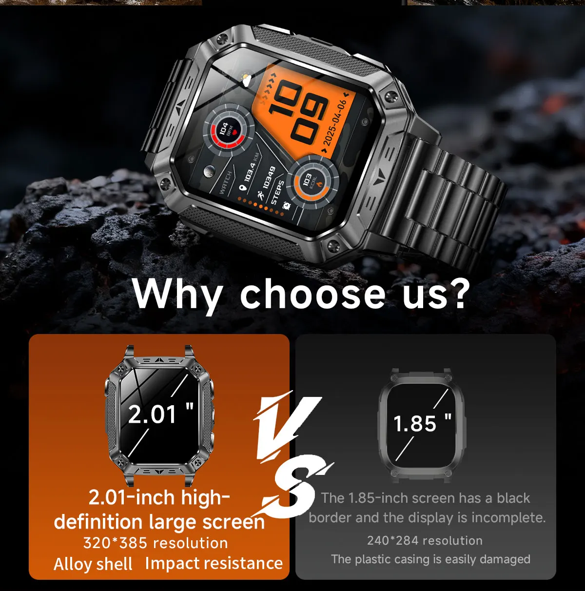 2026 New 1400mAh Battery Smart Watch GPS path Bluetooth Call 10ATM Waterproof Swim Sport Run Hiking Outdoors Military Smartwatch